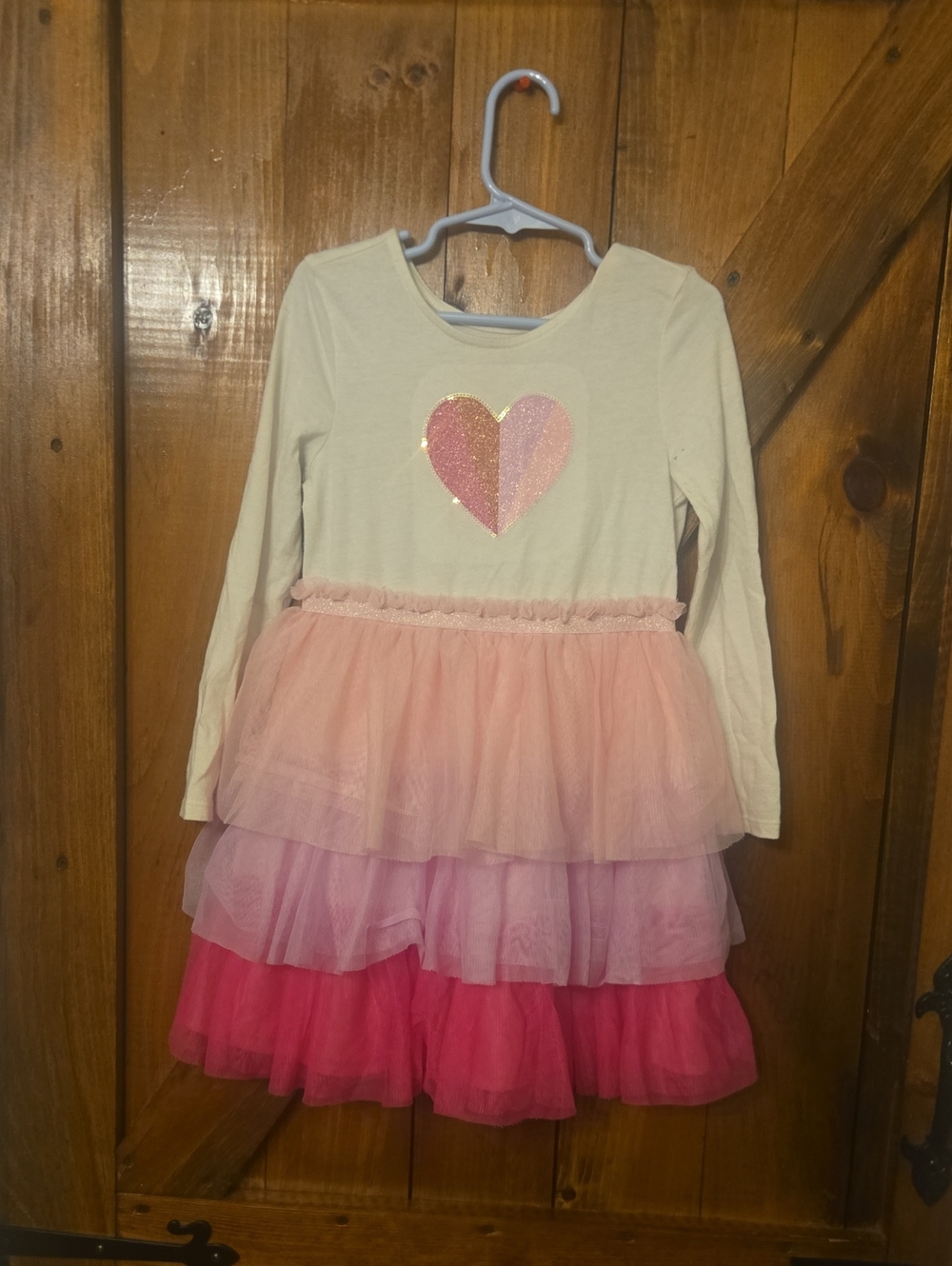 Cat & Jack Cream Top with Pink Glitter Heart